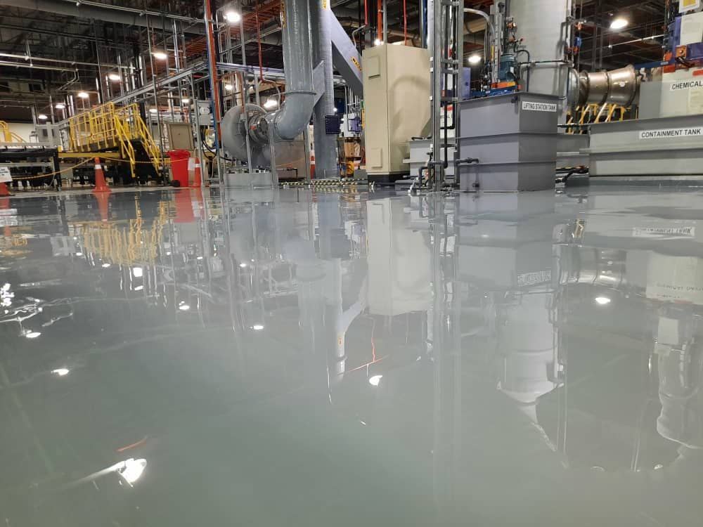 High-gloss seamless epoxy floor installed by Flowrock Systems